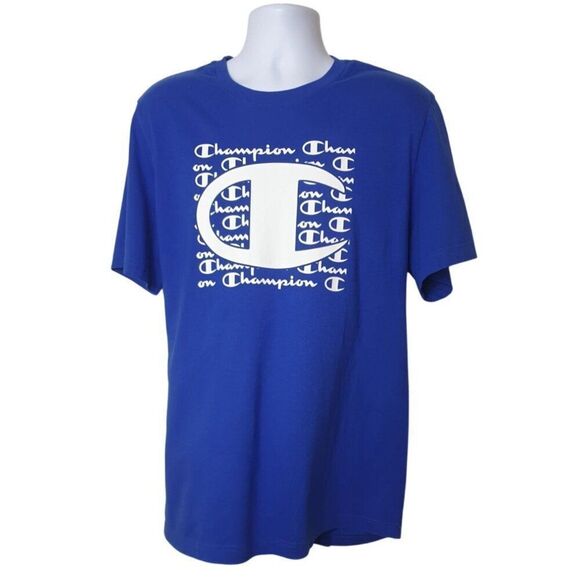 Champion Mens T-Shirt 2XL Royal Blue White Logo Authentic Athleticwear SS Sporty - Picture 1 of 4